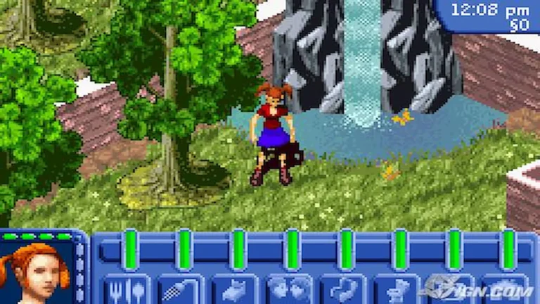 Un chico camina de noche por la ciudad mostrando sus necesidades en pantalla en Los Sims Toman la calle.