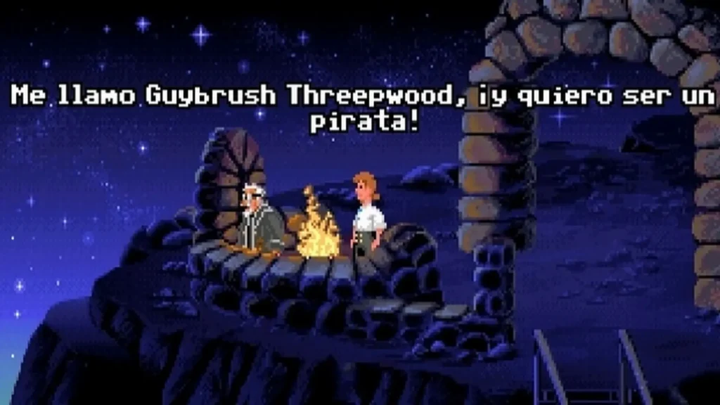 Guybrush Threepwood declara su sueño de ser pirata en nuevas aventuras gráficas clásicas con estilo retro pixelado.