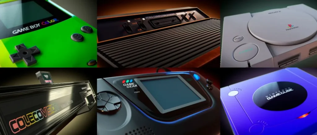 Un collage muestra consolas clásicas como Game Boy Color, Atari 2600 y GameCube, la base de los juegos que pueden llevar a la polémica de si Emular es piratería.