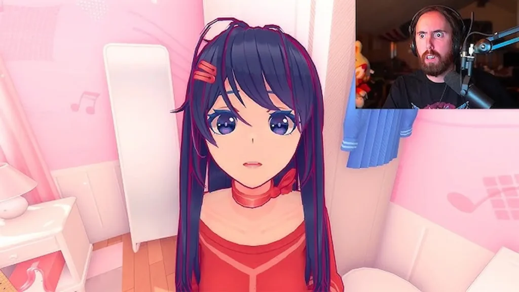 El streamer Asmongold reacciona sorprendido a una escena de simulador, reflejando las situaciones irritantes en los videojuegos inesperadas.