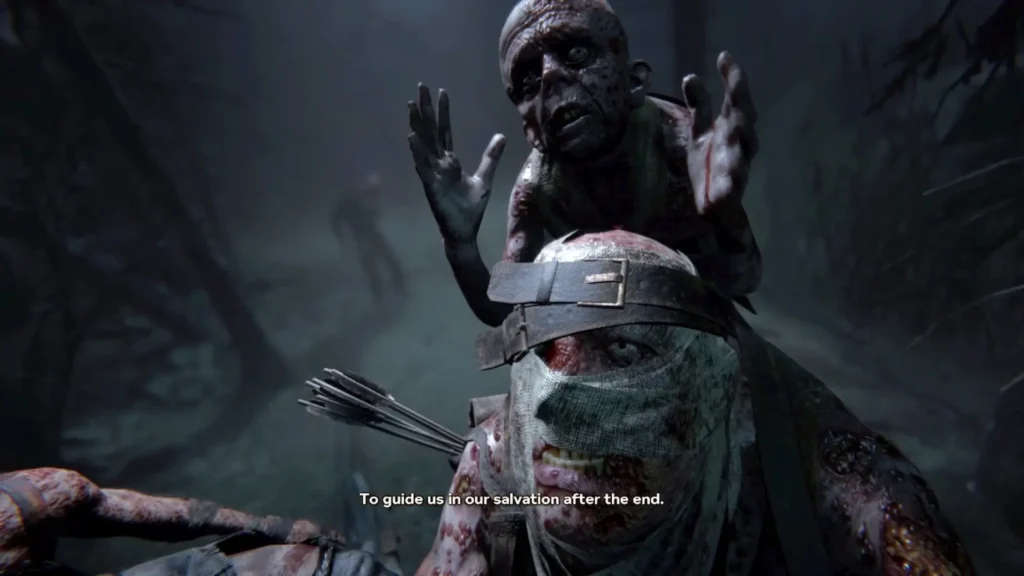 Laird monta sobre Byron mientras recita una oración macabra en el bosque.