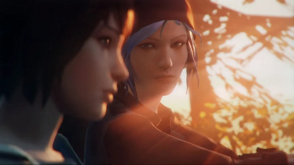 Una escena íntima de Life is Strange entre Chloe y Max.