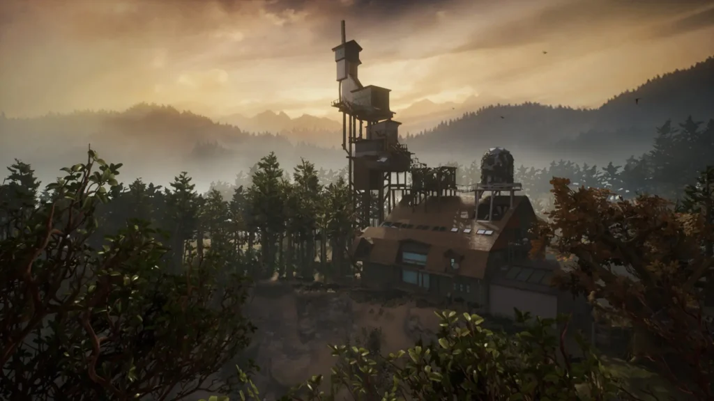 What Remains of Edith Finch y la identidad del desarrollador indie 2 Una mansión del juego What Remains of Edith Finch en medio de un bosque al atardecer.
