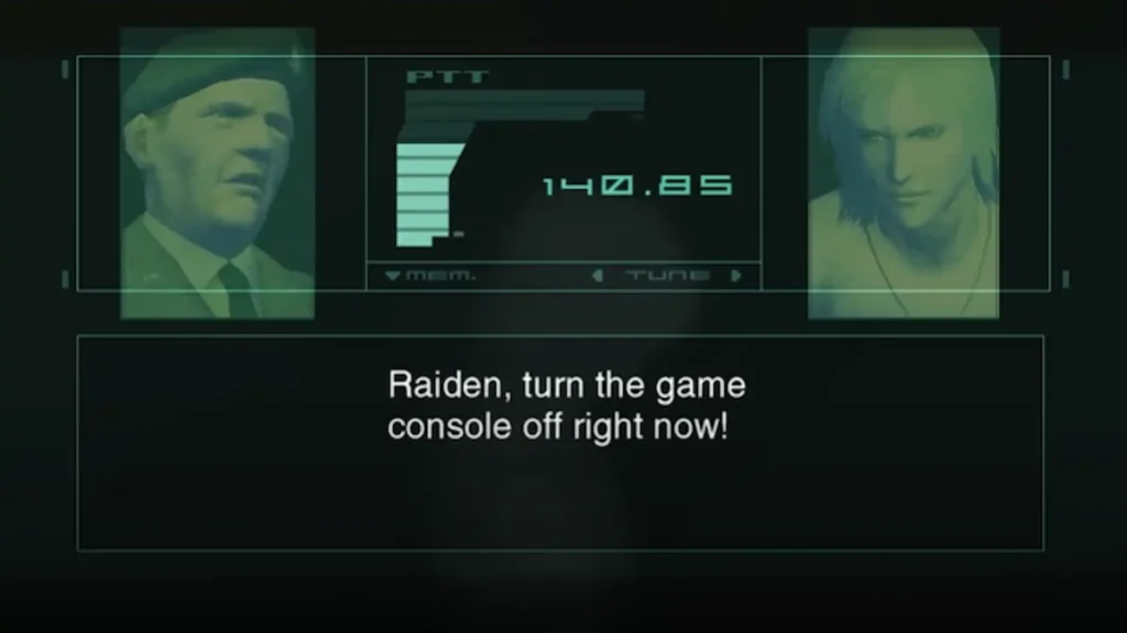 El Coronel ordena a Raiden apagar la consola en un momento meta icónico de Metal Gear Solid 2.