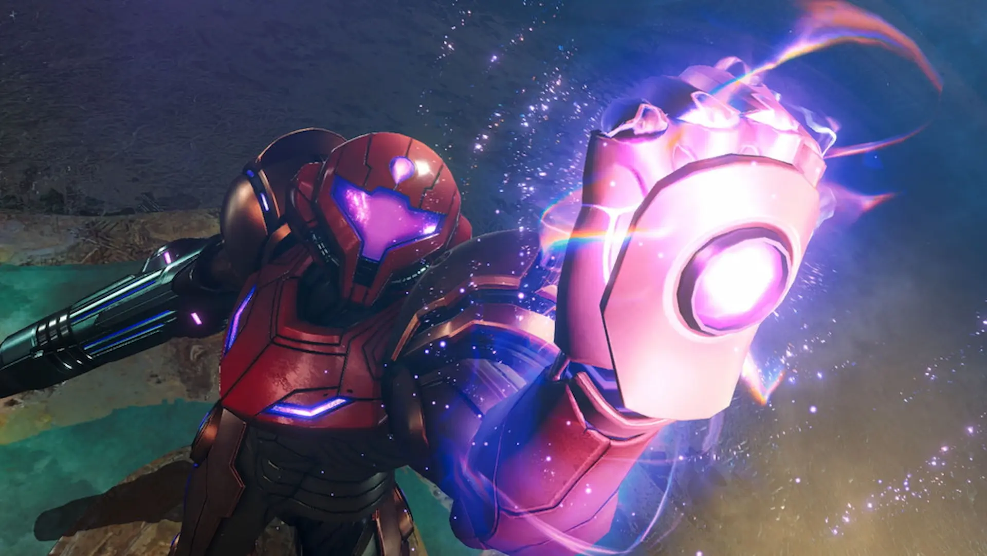 Samus Aran, protagonista de Metroid Prime 4, levantando su puño cargado de energía simbolizando el fracaso en los videojuegos.