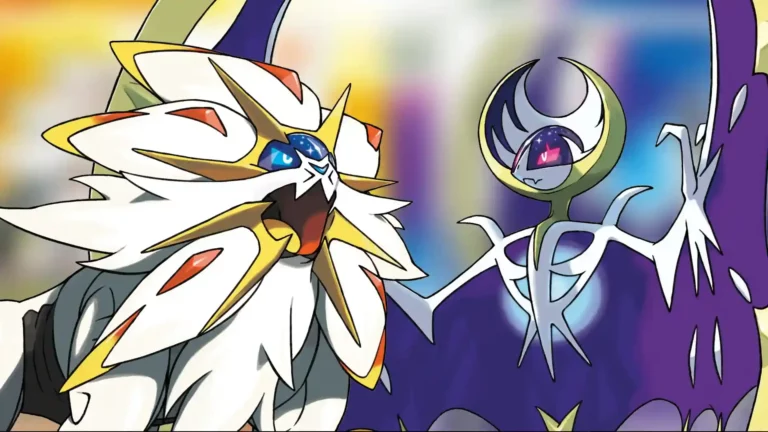 Solgaleo y Nulana posando para el análisis de Pokémon Sol y Luna en Orgullogamers.