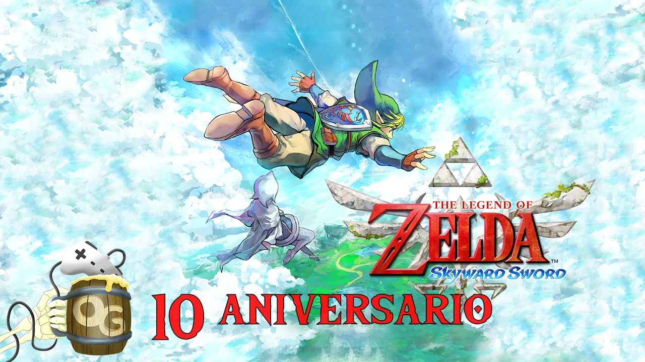 Link tirándose al vacío para celebrar el a aniversario de Skyward Sword en Orgullogamers.