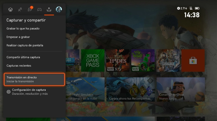 Emitiendo desde Xbox Series