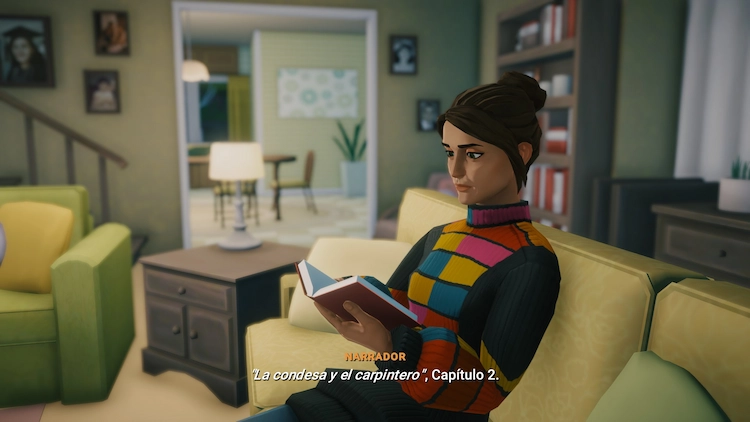 El capitalismo en Lake y el estado de los juegos cozy 7 Meredith leyendo un libro en Lake