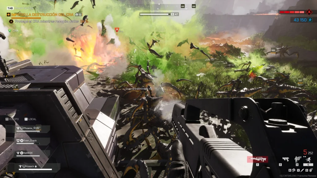 Starship Troopers: Extermination. Te analizamos cómo es destrozar a los bichos en la Federación 3 Captura de Starship Troopers: Extermination donde vemos, en primera persona, como saltan muchos bichos en cachos tras una lluvia de explosiones en la superficie de un planeta.
