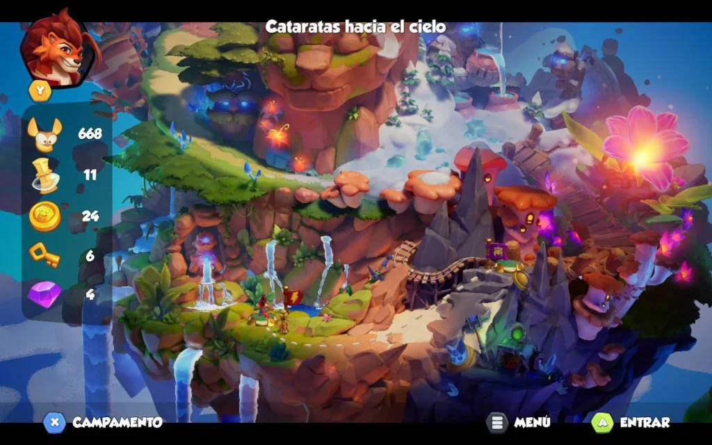 Captura de Nikoderiko donde vemos el mapa de su mundo de fantasía, el cual funciona como un menú de selección de nivel para el jugador.