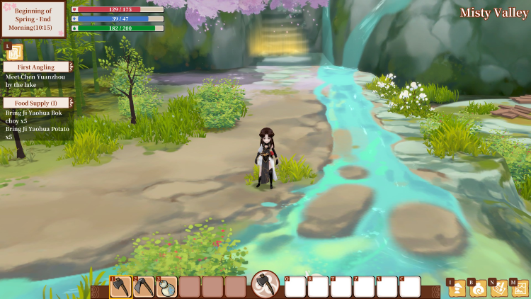 Immortal Life, una vuelta de tuerca a los juegos de granjas 3 El protagonista de Immortal Life en un río, recogiendo agua para sus futuras construcciones.