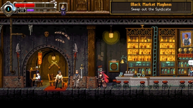 Gestalt: Steam & Cinder, un metroidvania algo especial 4 Gestalt: Steam & Cinder, escena en un bar.