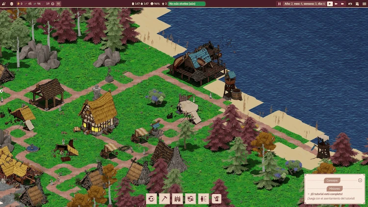 Análisis de Folklands 3 Otra vista al juego Folklands, esta vez se ve el puerto y la zona de la costa.