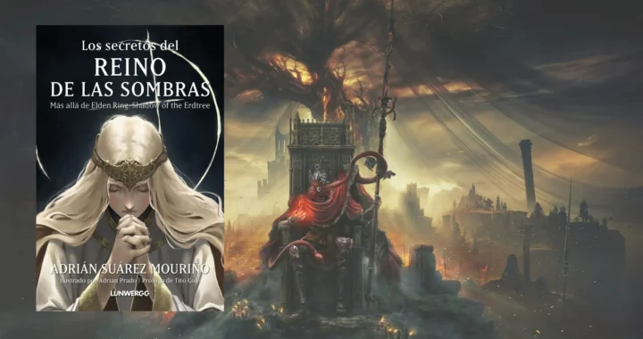 Un soldado sentado sobre un trono de piedra, ante un árbol enorme bañado en colores amarillos y oscuros.