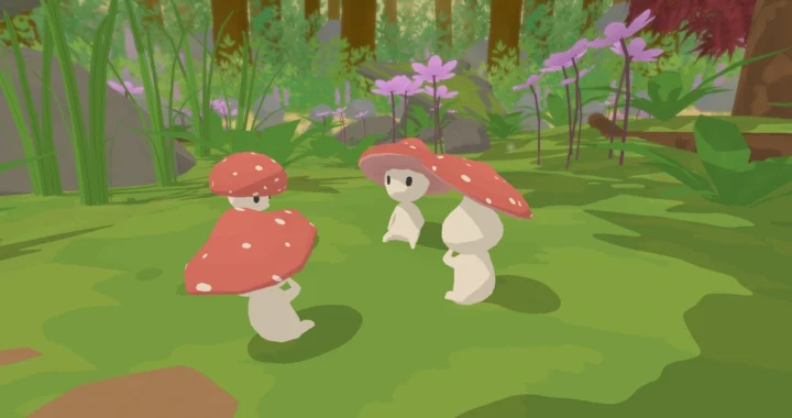 Un grupo de setas del videojuego Smushi come home sentadas juntas hablando del FOMO.