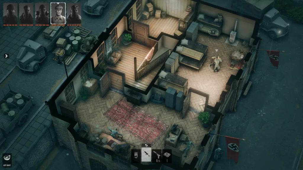 Analizamos Commandos: Origins: ¿Aporta o aparta al género que construyó la saga de Pyro Studios en 1998? 2 Diseño interior de una casa en una base alemana, dentro del videojuego Commandos: Origins.