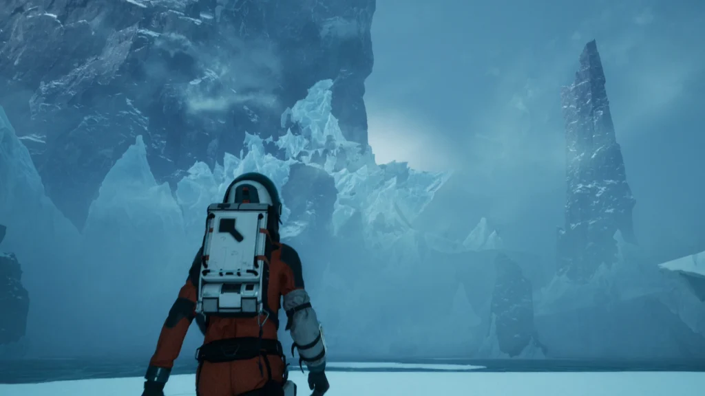 El NO-E3 2025 no funciona, ¿acaso lo necesitamos? 2 Escena de juego Aphelion. Hay un planeta helado y un astronauta de espaldas.