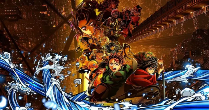 Crítica de Kimetsu no Yaiba: La fortaleza inifinita que muestra a Tanjiro y sus aliados luchando con espadas envueltas en agua frente a demonios.
