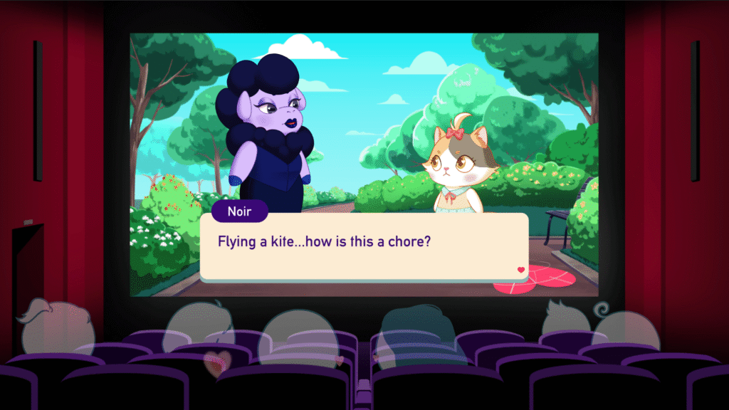 Una escena de cita entre dos personajes de Love, Ghostie