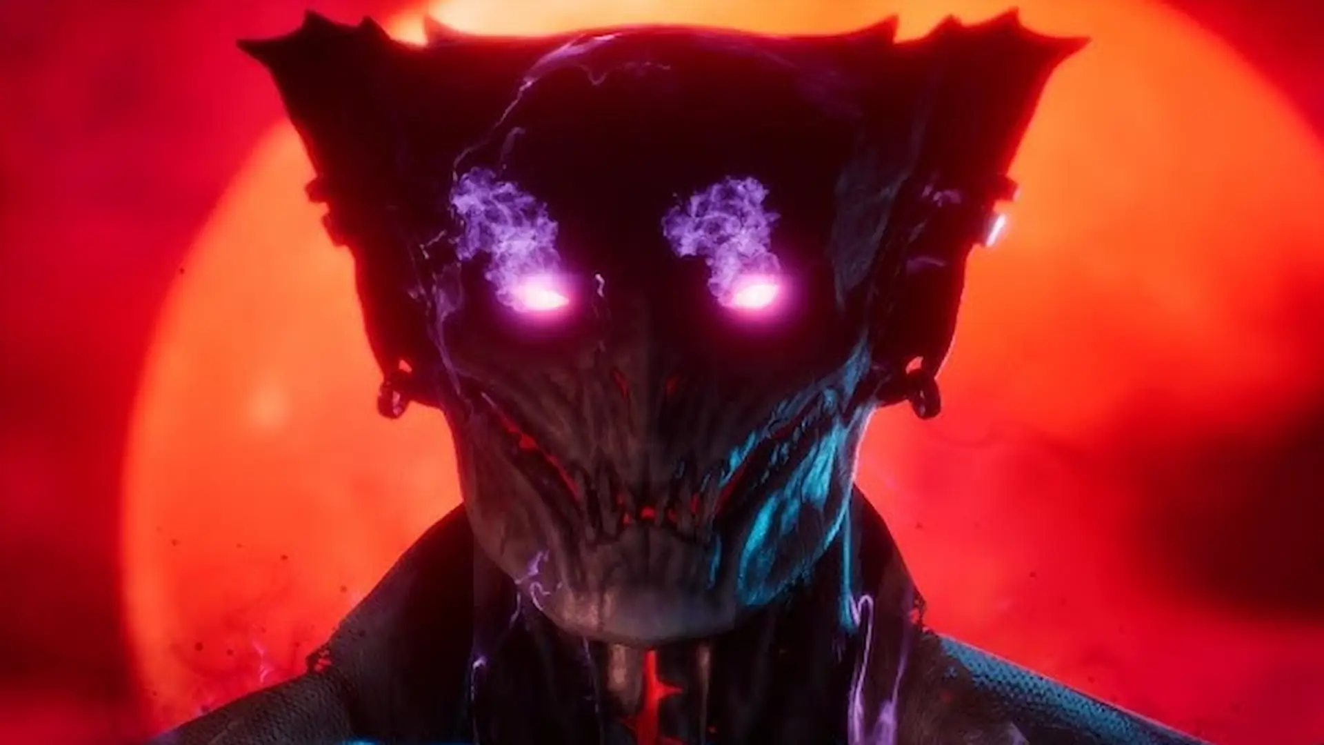 La pesadilla de Snake en Metal Gear Solid Delta muestra al jefe final Conde, una criatura de aspecto demoníaco con ojos morados brillantes.