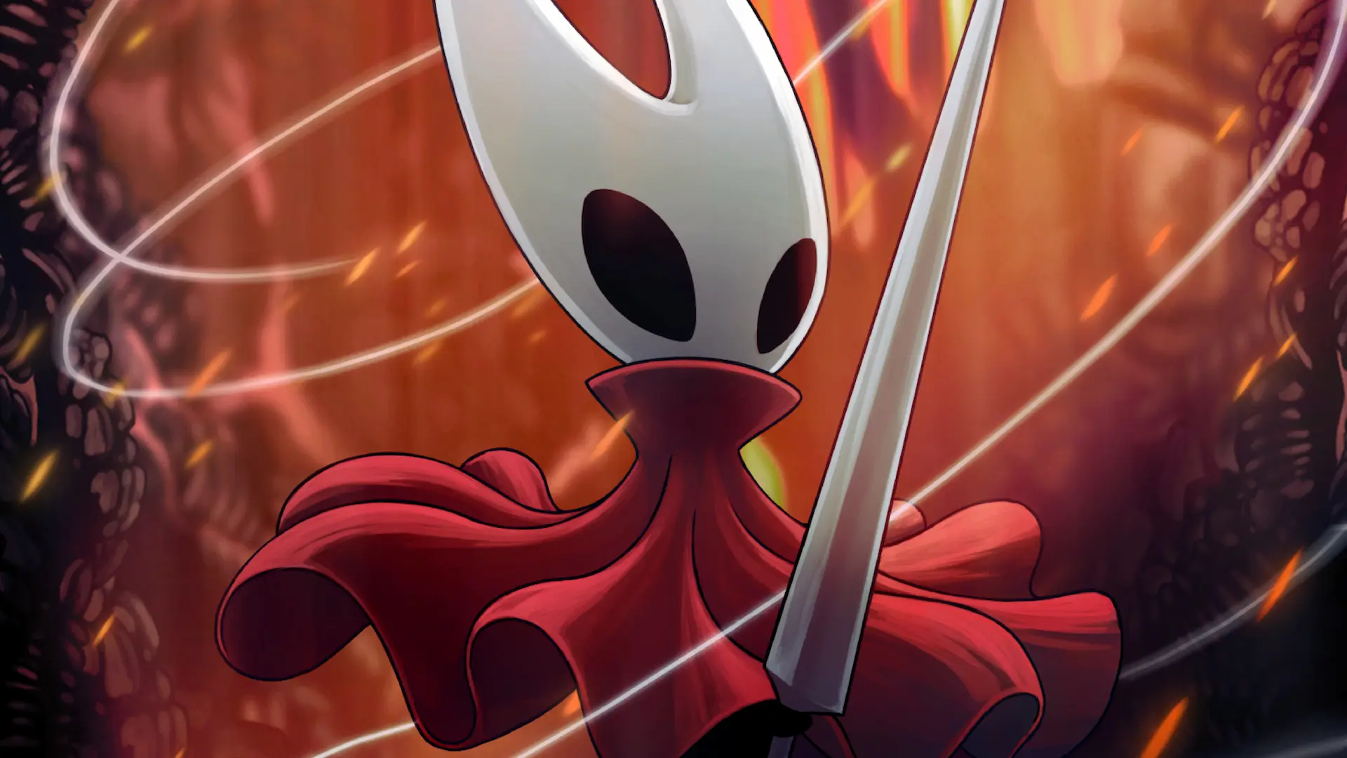Arte promocional de Silksong mostrando a Hornet lista para el combate, relacionado con el precio de Silksong en tiendas.