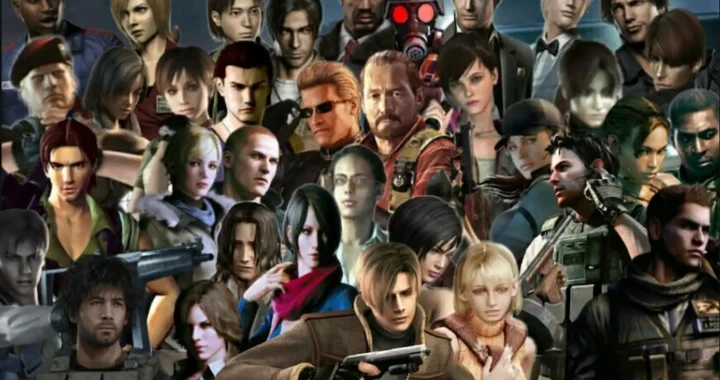 Collage masivo de personajes emblemáticos reunidos para empezar a jugar a Resident Evil en toda su saga.