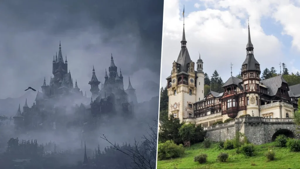 Comparación entre el castillo ficticio de Resident Evil y el castillo Peles en Rumanía.