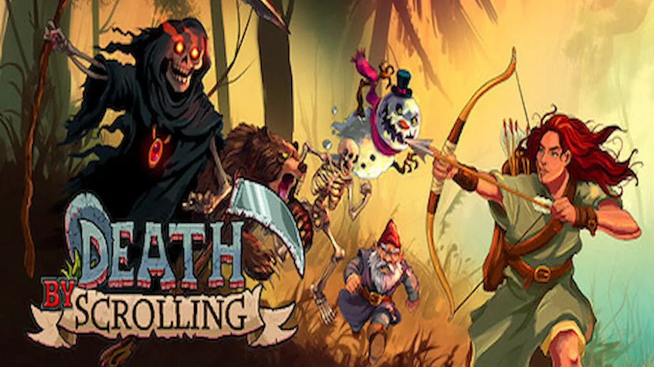 Una arquera pelirroja se enfrenta a monstruos y esqueletos en el bosque en Death by Scrolling.