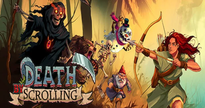 Una arquera pelirroja se enfrenta a monstruos y esqueletos en el bosque en Death by Scrolling.
