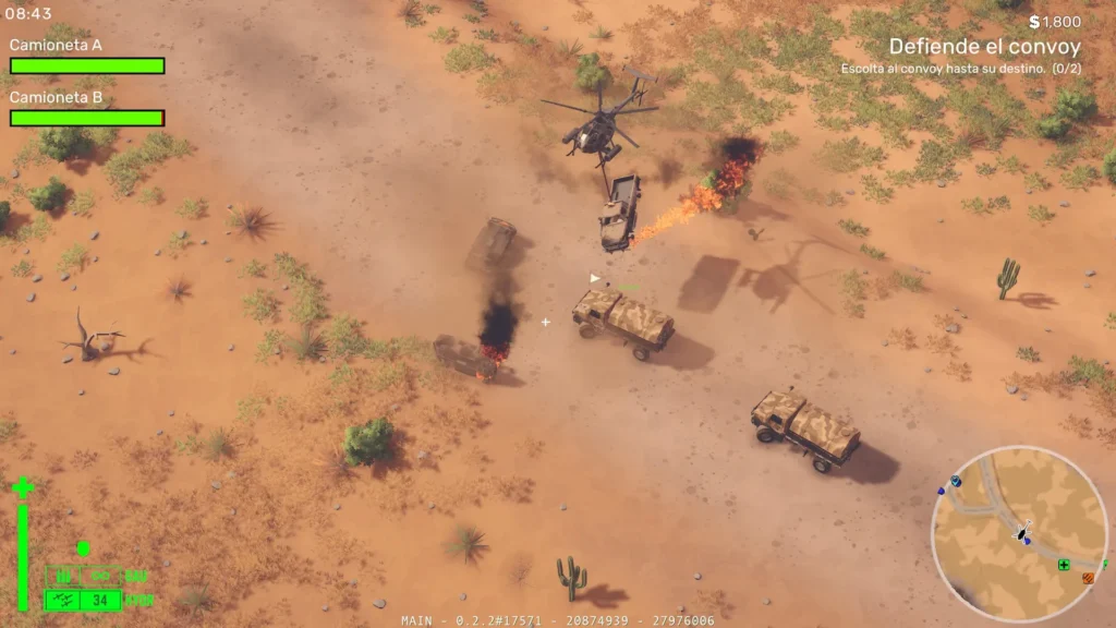 Un helicóptero AH-6 Little Bird levanta un vehículo incendiado, defendiendo un convoy en una misión de rescate aérea en Cleared Hot.