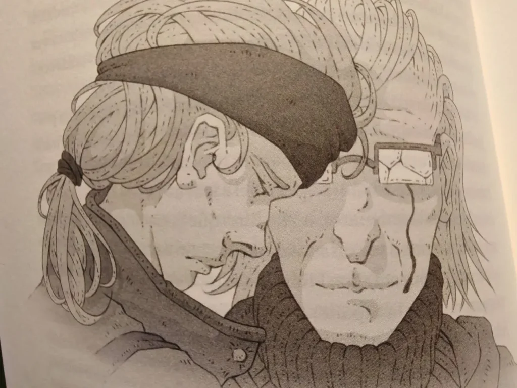 Una íntima ilustración a lápiz dentro de Los secretos de Shadow Moses: Más allá de Metal Gear muestra los rostros de The Boss y The Sorrow muy juntos.