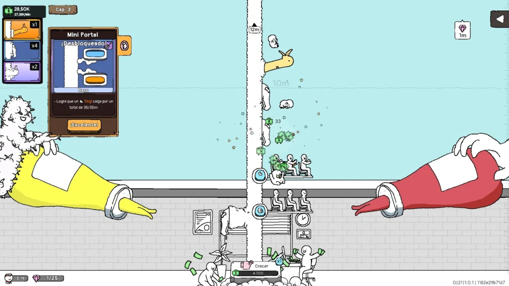 Tubos de condimentos riegan un árbol extraño para hacer crecer patos en el clicker surrealista Tingus Goose.