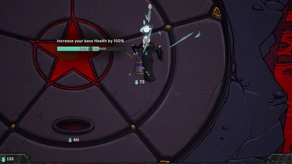 Pantalla de la cripta en Be My Horde donde la nigromante puede aumentar su salud base.