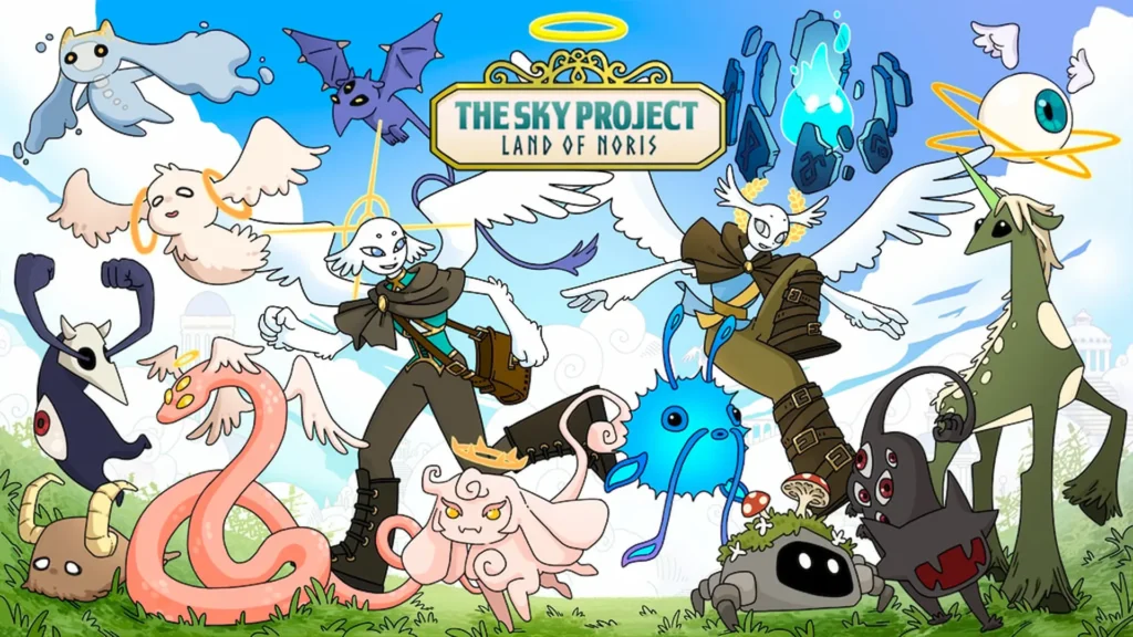 Arte de The Sky Project: Land of Noris con ángeles y criaturas mágicas para Mangafest 2025.