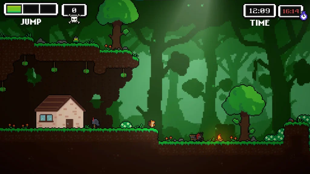 Una ardilla pixel art corre por un bosque verde en Arthur Loves Watermelon en Mangafest 2025.