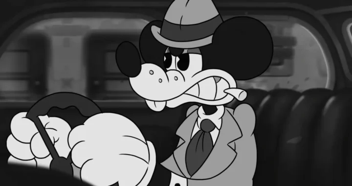 Jack Pepper al volante con gesto serio en una cinemática cartoon de MOUSE: P.I. For Hire.